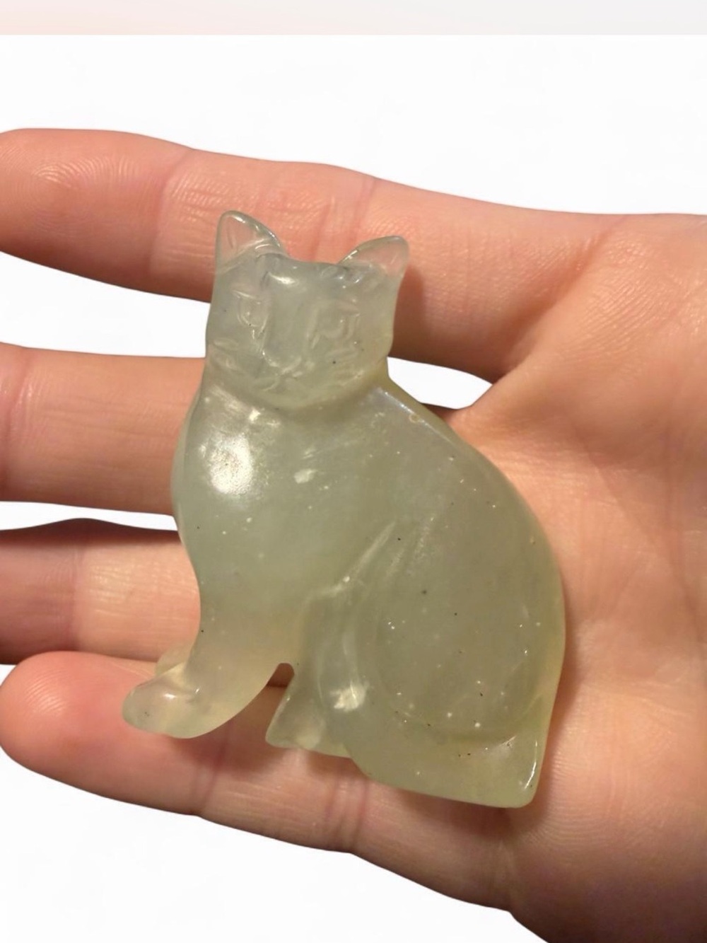 Vintage Cat Jade Figurine Sculpture